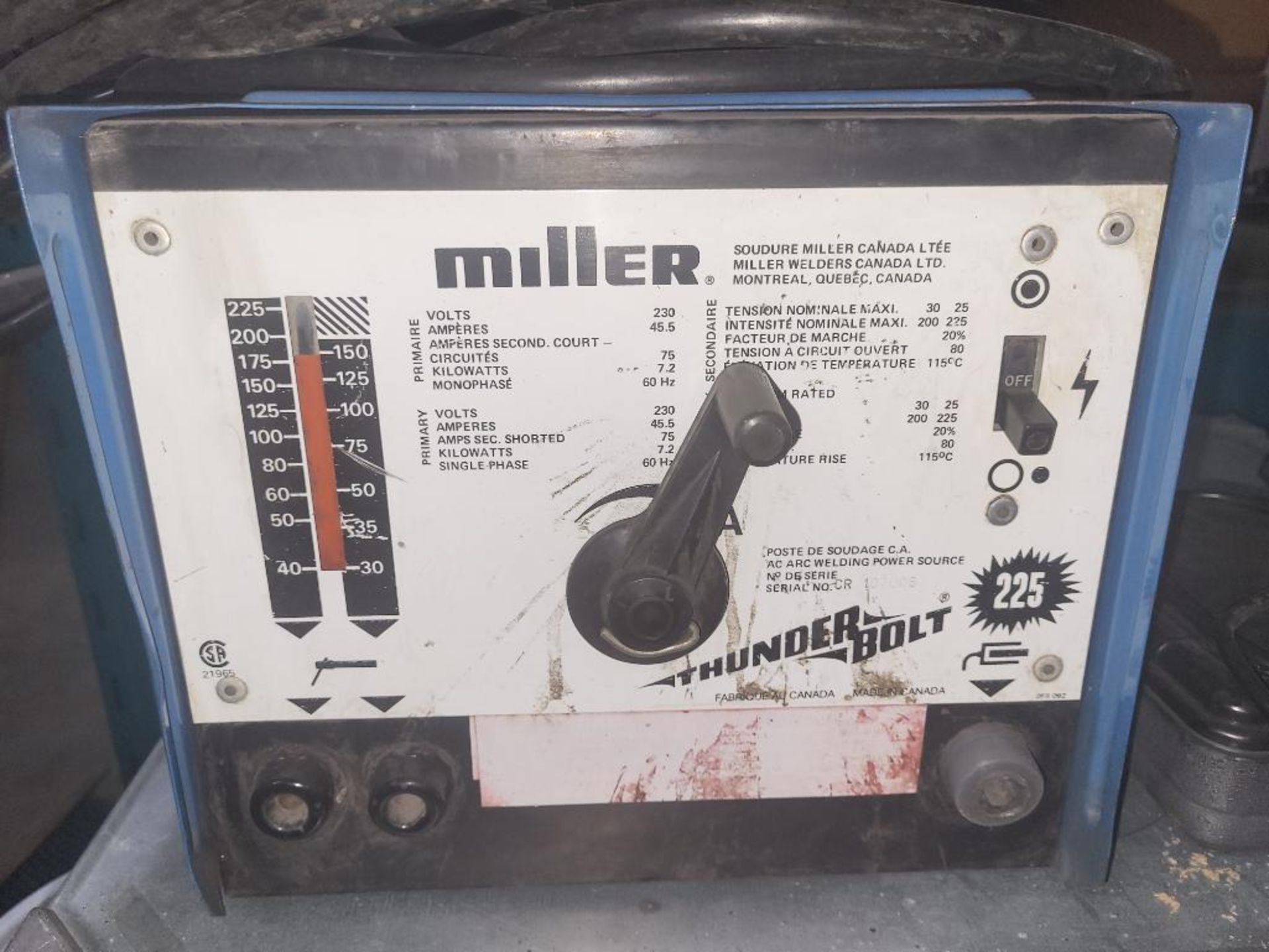 Miller Thunderbolt 225 Arc Welder - Image 2 of 3