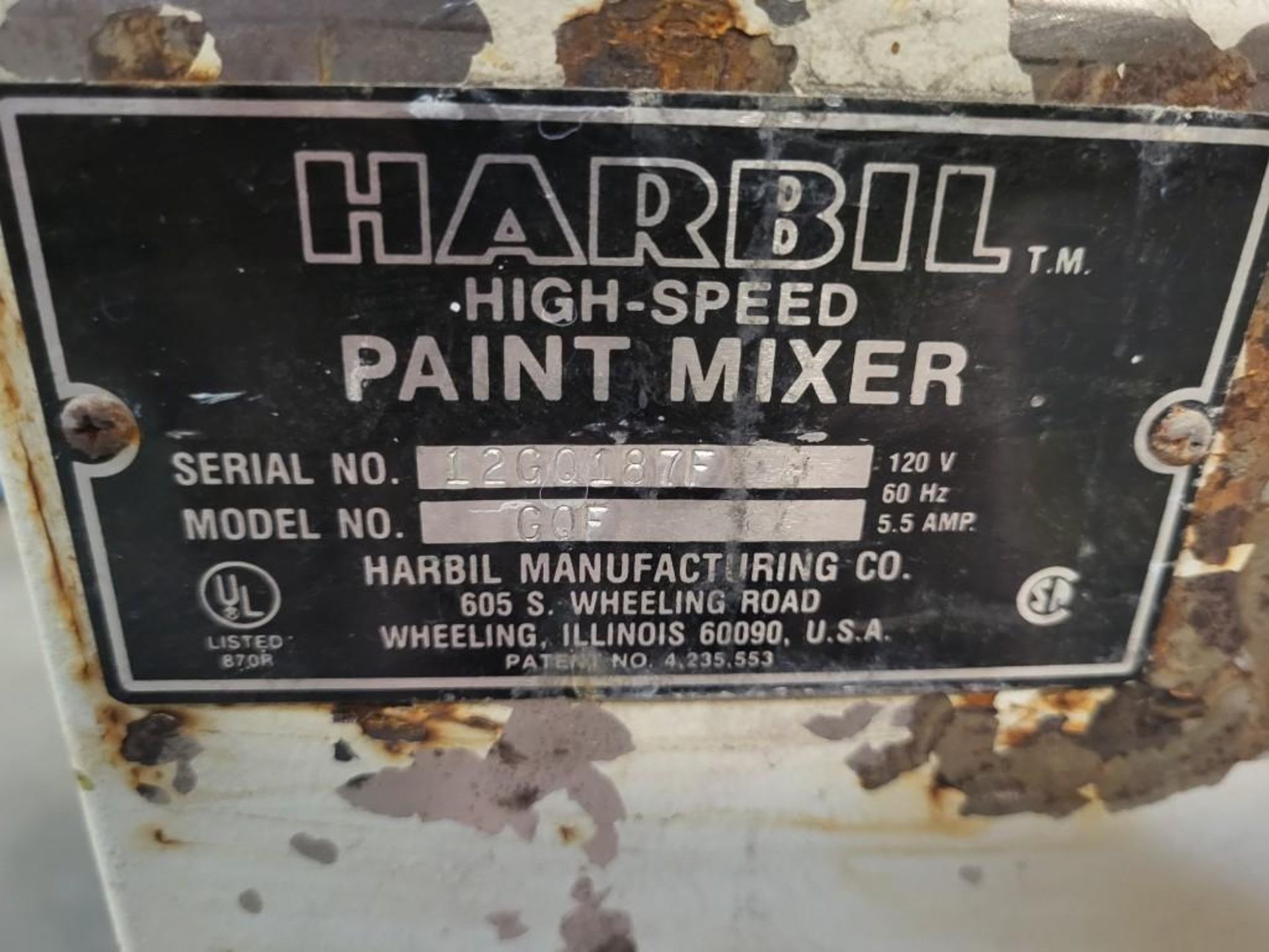 Harbill High-Speed Paint Mixer M/N 12G0187F - Image 5 of 5