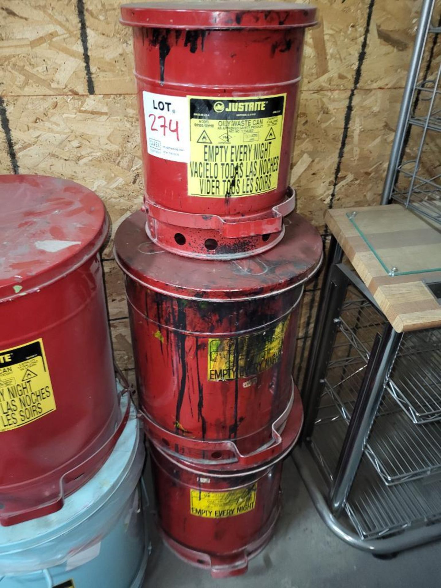 Lot of 3 Oily Waste Cans 1x23L and 2x