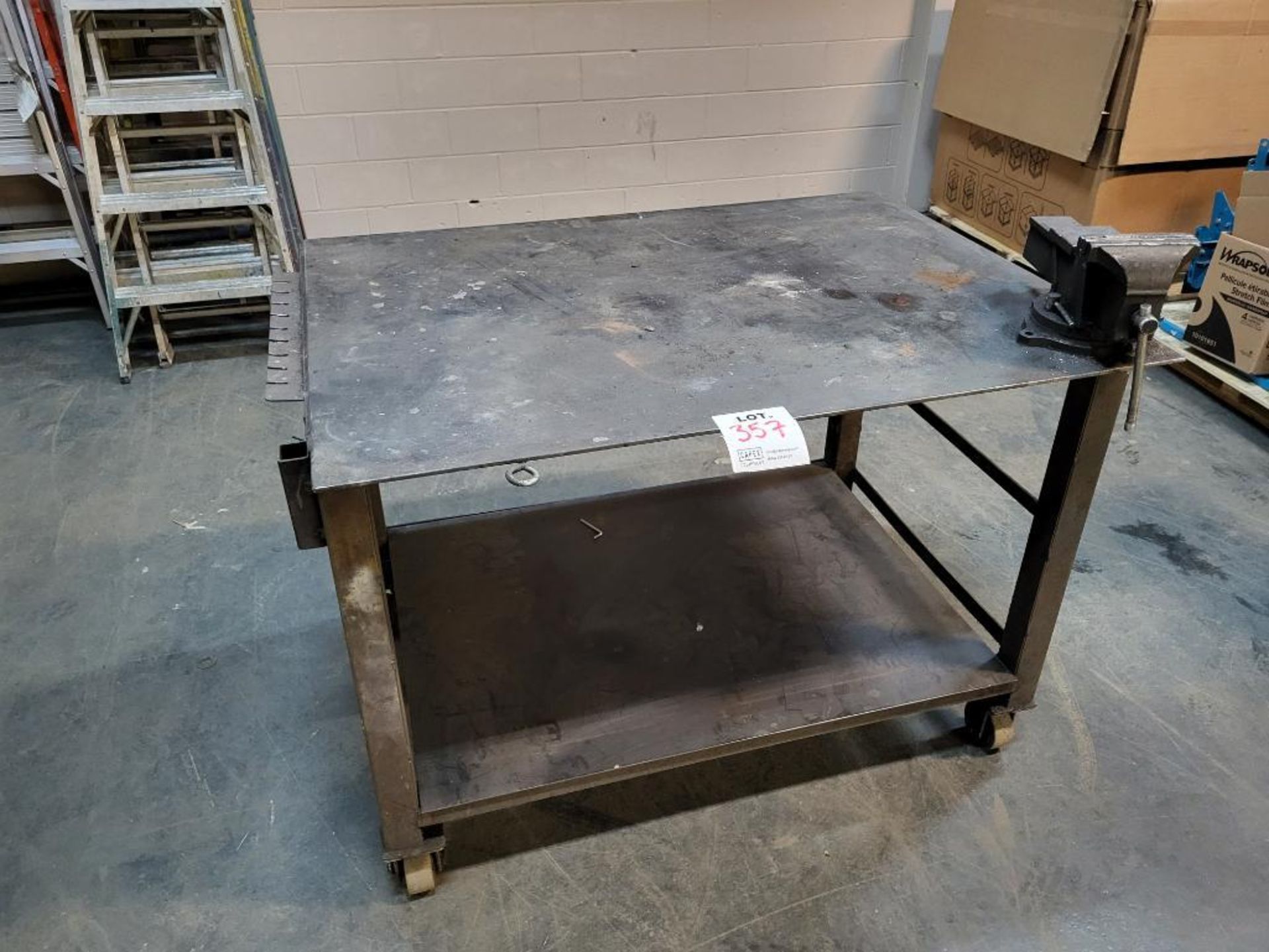 Steel Welding Table with Bessey Vise 48in W x 36in D x 36in H x .5 in Thick