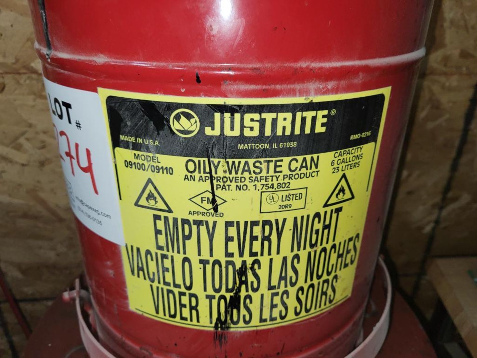 Lot of 3 Oily Waste Cans 1x23L and 2x - Image 3 of 4