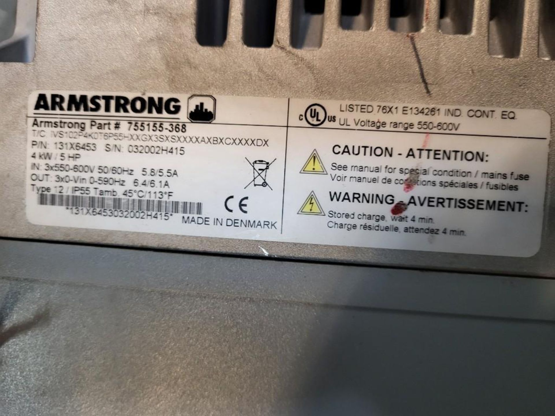 Armstrong Design Envelope AC Drive M/N 755155-368 - Image 2 of 3