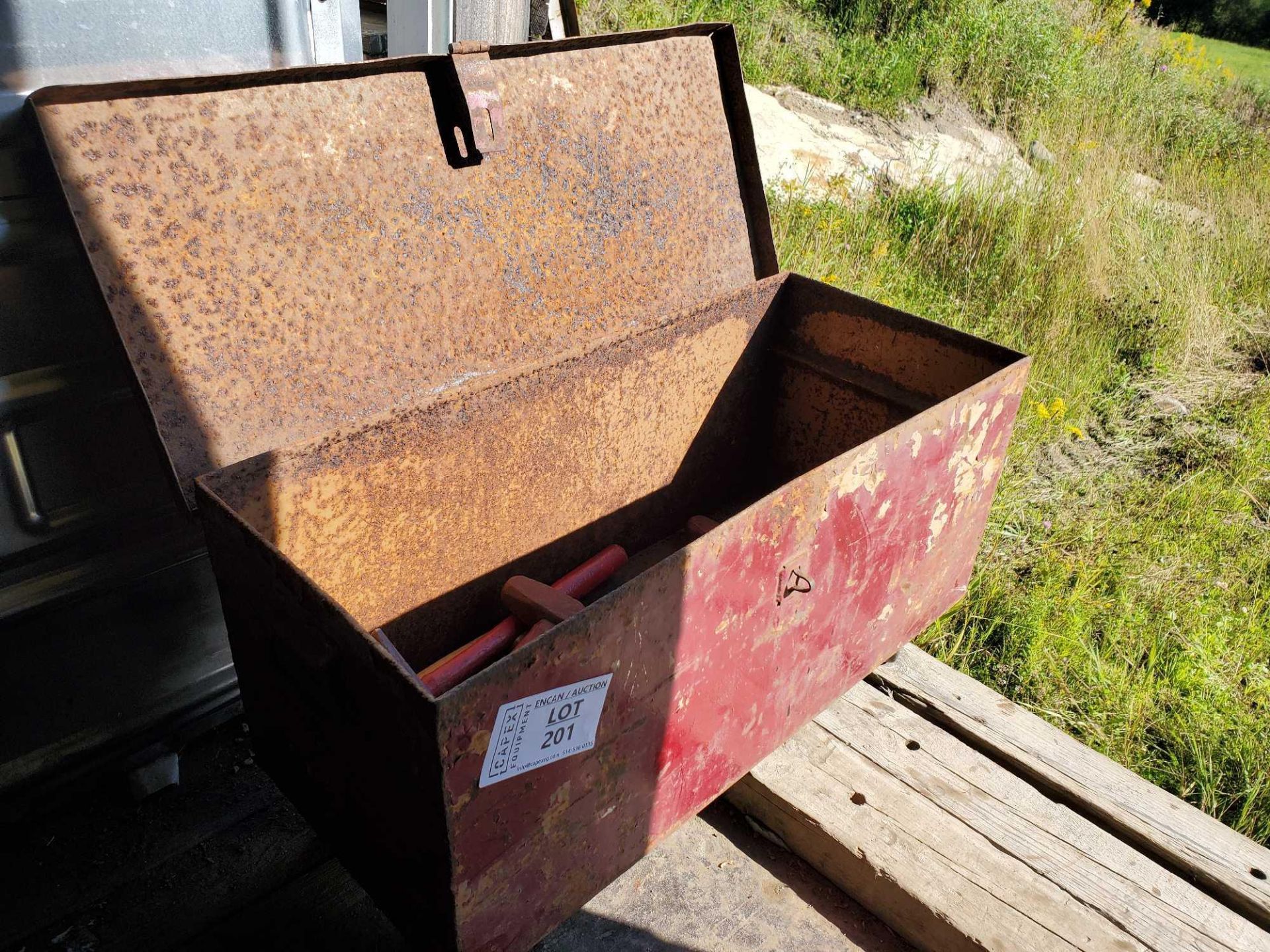 steel tool box with hammers / coffre a outils avec marteaux