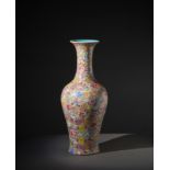 Arte Cinese A millefleur porcelain baluster vase. China, Republic period.