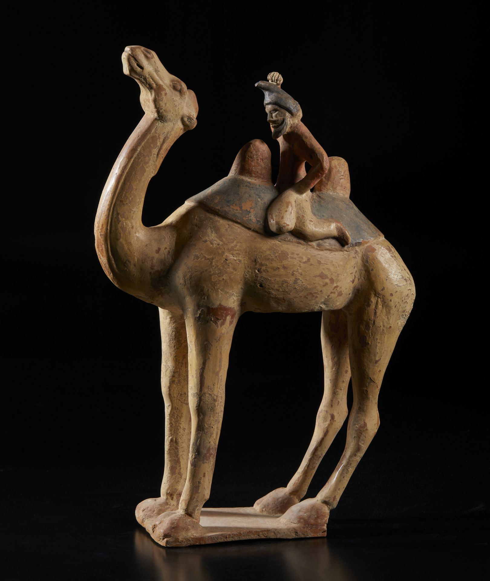 Arte Cinese A large polychrome model of a camel and its rider on horsebakChina, possibly Northern W - Image 2 of 4