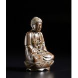 Arte Giapponese A copper alloy cast figure of seated BuddhaChina or Japan, 19th century.