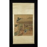 Arte Cinese A jiehua painting depicting a feast with Taoist characters China, Qing dynasty, 19th ce