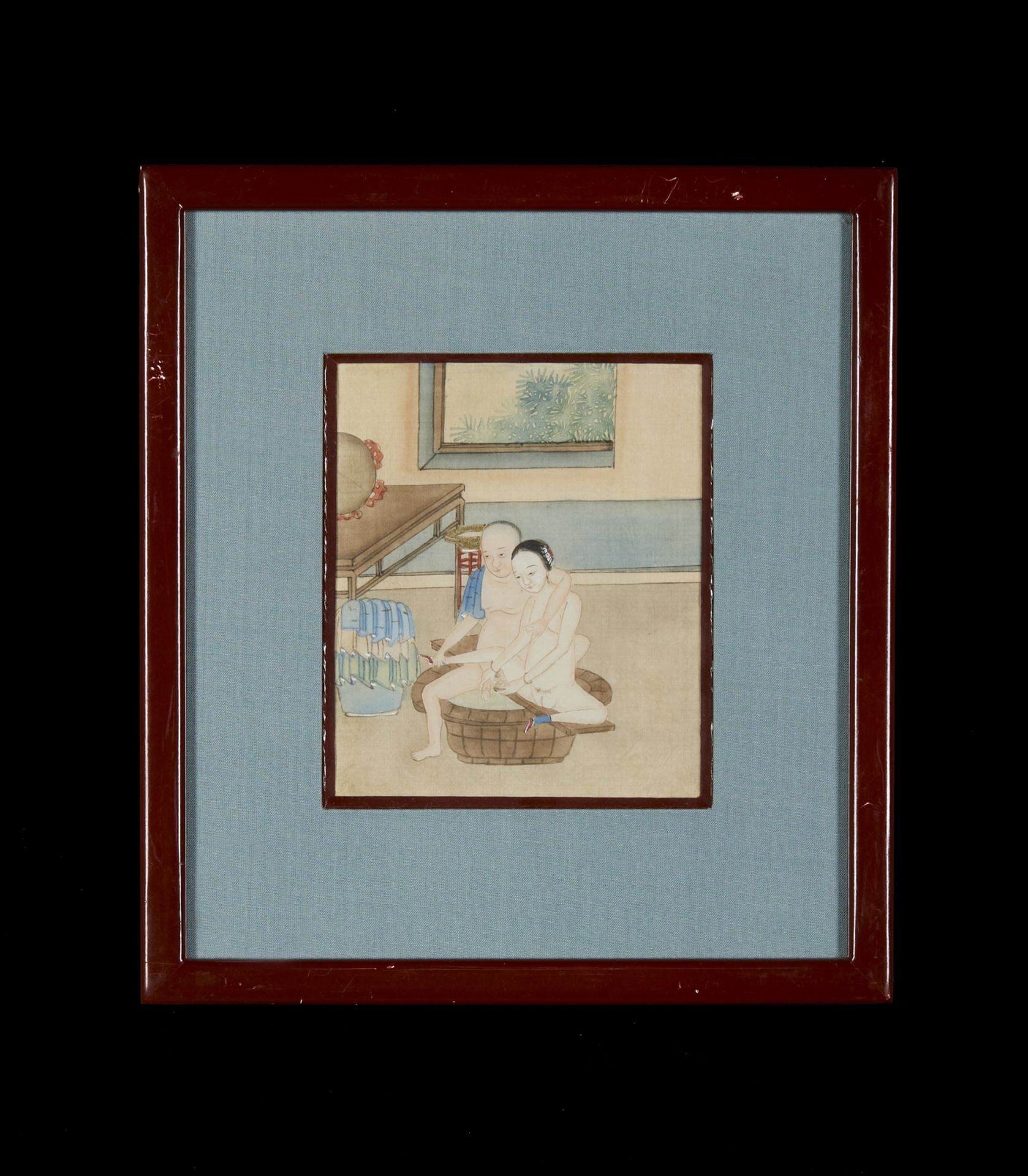 Arte Cinese A group of four watercolour paintings with erotic subjectChina, Qing dynasty, 19th cent - Image 5 of 6