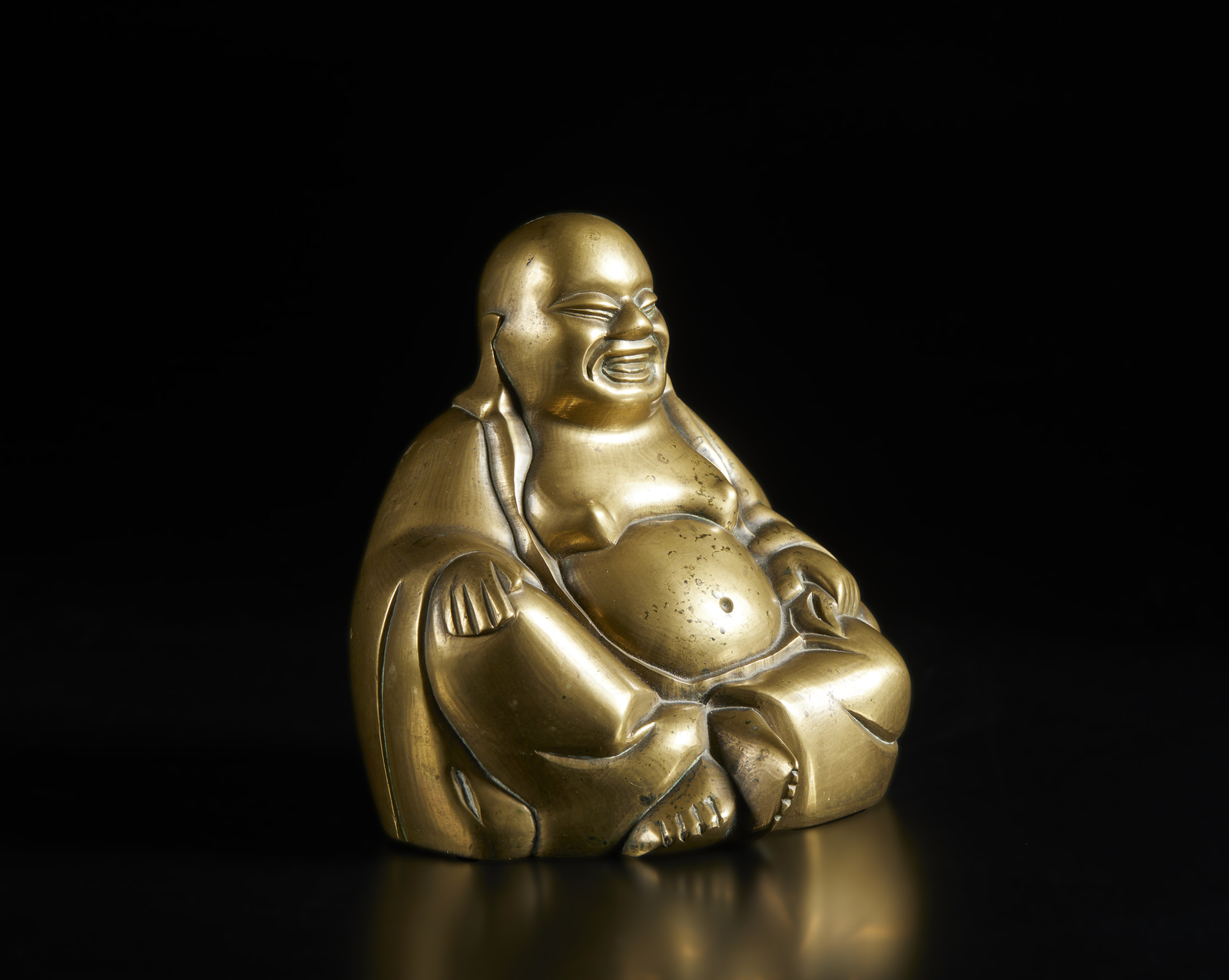 Arte Giapponese A bronze figure depicting Hotei, "the Smiling Buddha" also known as BudaiJapan, Ta - Image 3 of 6