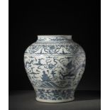 Arte Cinese Large blue and white jarChina, Ming dynasty, 16th century or later .