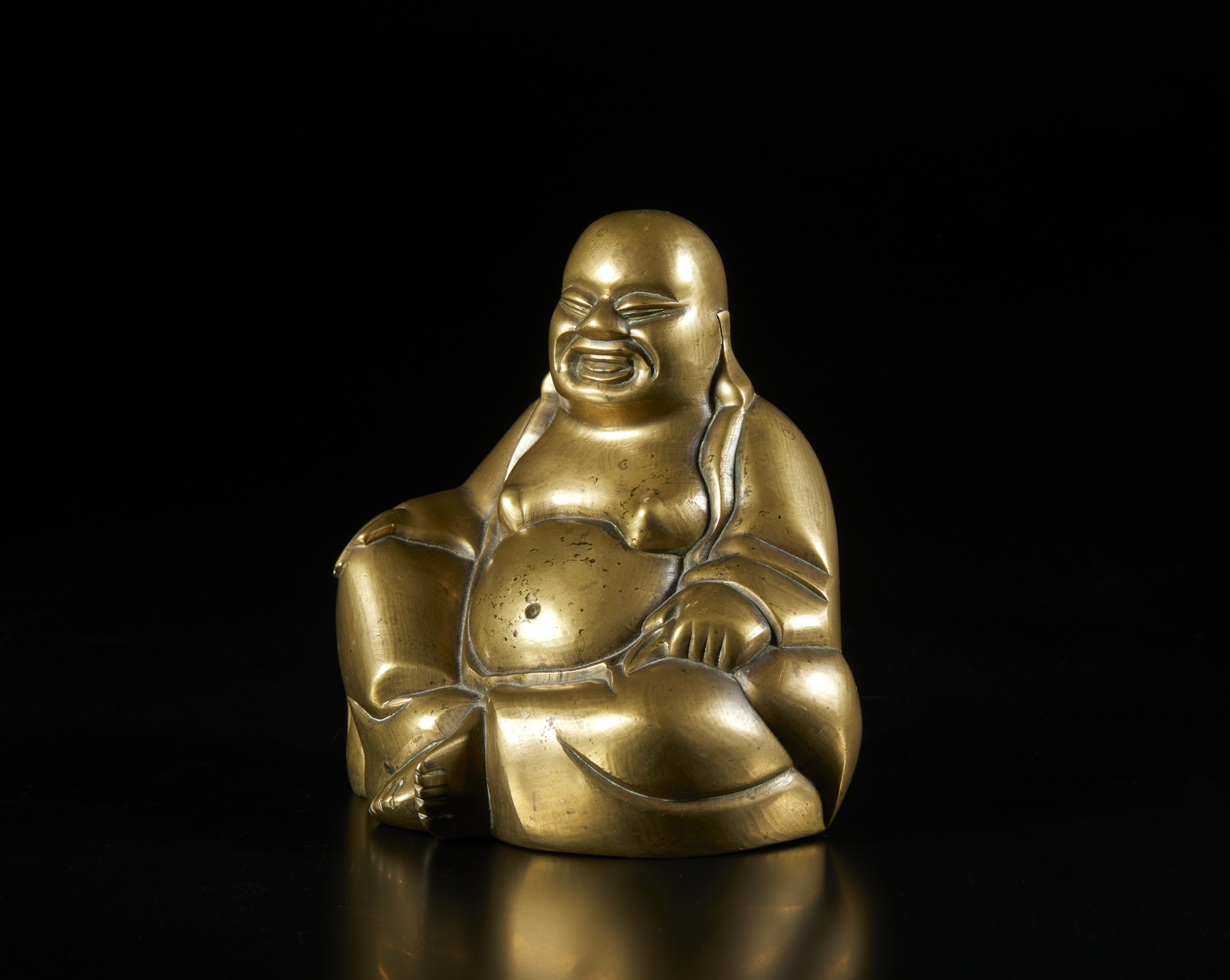 Arte Giapponese A bronze figure depicting Hotei, "the Smiling Buddha" also known as BudaiJapan, Ta