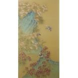 Arte Cinese A painting on silk depicting birds and butterflies China, 19th- early 20th century .