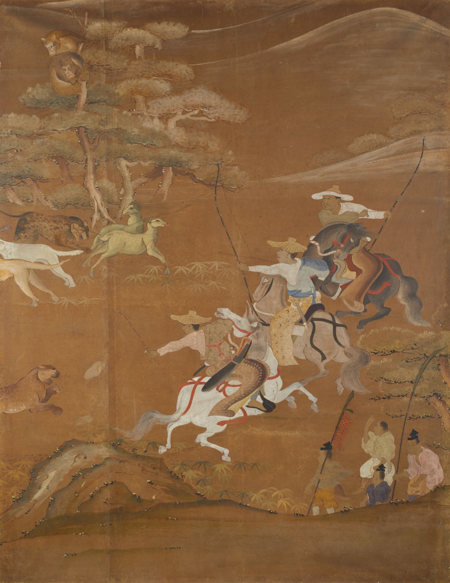 Arte Sud-Est Asiatico Three large panels with hunting scenesKorea, 19th century. - Image 2 of 7