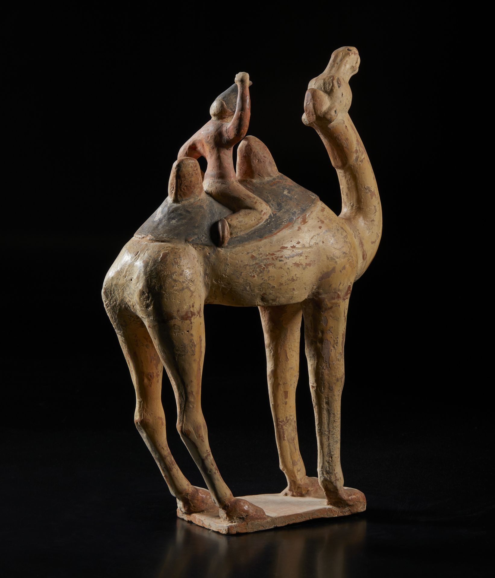 Arte Cinese A large polychrome model of a camel and its rider on horsebakChina, possibly Northern W - Image 4 of 4