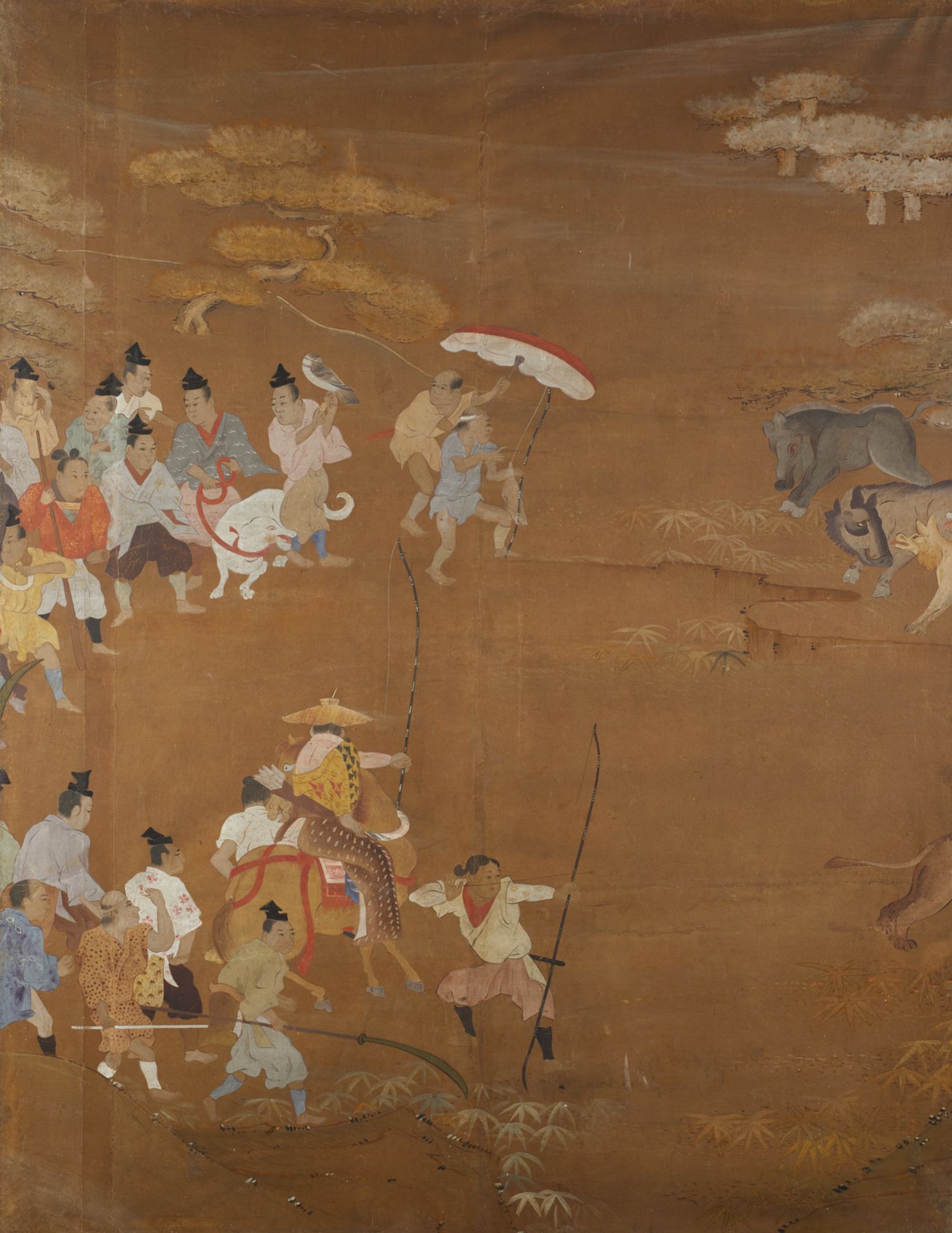 Arte Sud-Est Asiatico Three large panels with hunting scenesKorea, 19th century. - Image 6 of 7