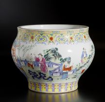 Arte Cinese A large famille rose porcelain jardinierChina, Qing dynasty, 19th century .