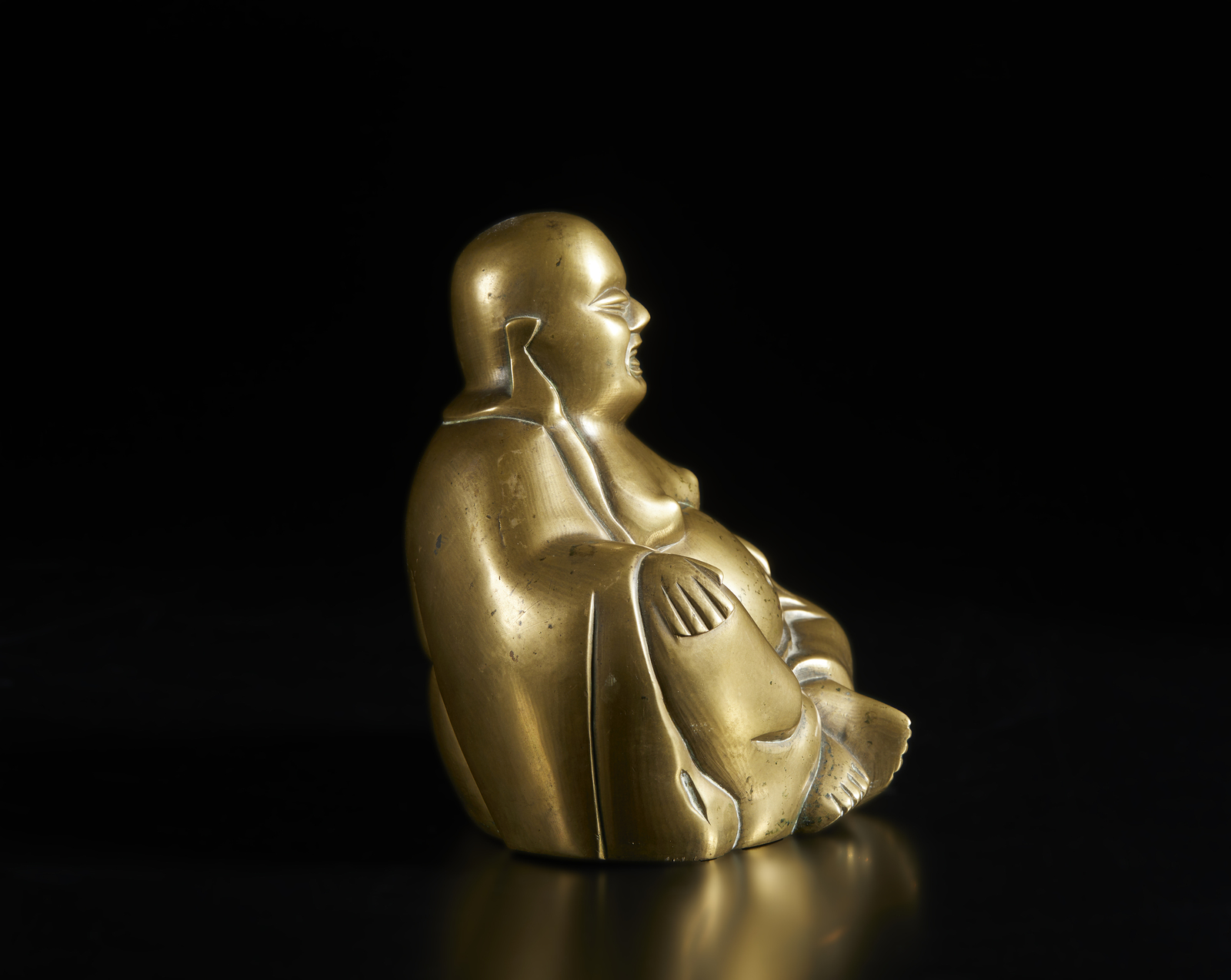 Arte Giapponese A bronze figure depicting Hotei, "the Smiling Buddha" also known as BudaiJapan, Ta - Image 4 of 6