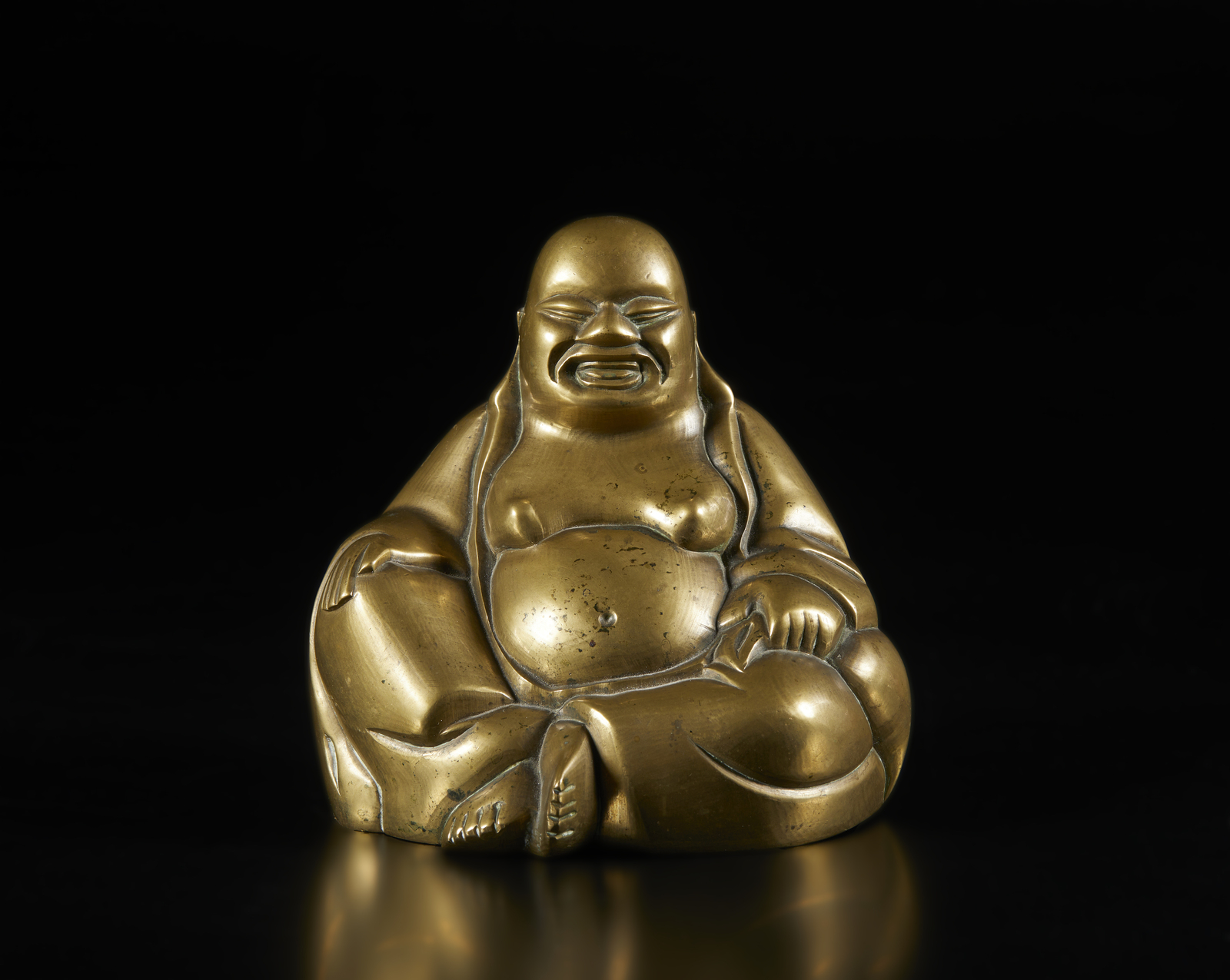 Arte Giapponese A bronze figure depicting Hotei, "the Smiling Buddha" also known as BudaiJapan, Ta - Image 2 of 6