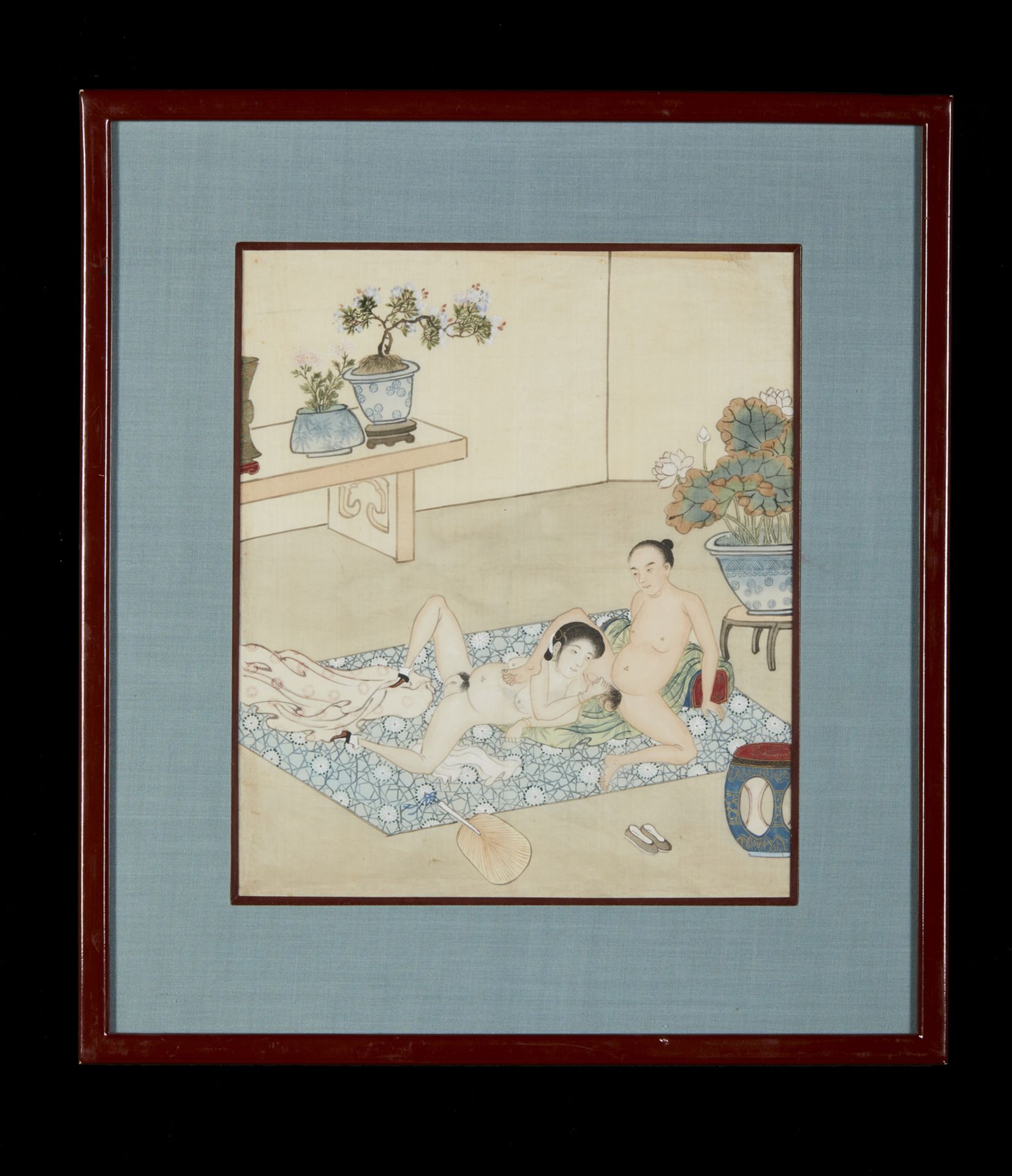 Arte Cinese A group of four watercolour paintings with erotic subjectChina, Qing dynasty, 19th cent - Image 2 of 6