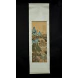 Arte Cinese A fine qinglu shan shui painting with pavillonChina, Qing dynasty, 19th century.