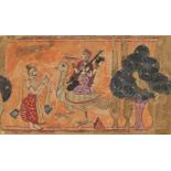 Arte Indiana A miniature portraying Sarasvati on the peakcok Northern India, Rajasthan, 19th centur