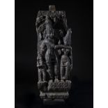 Arte Indiana A carved wooden frieze depicting Lord Shiva and consortIndia, 18th century .