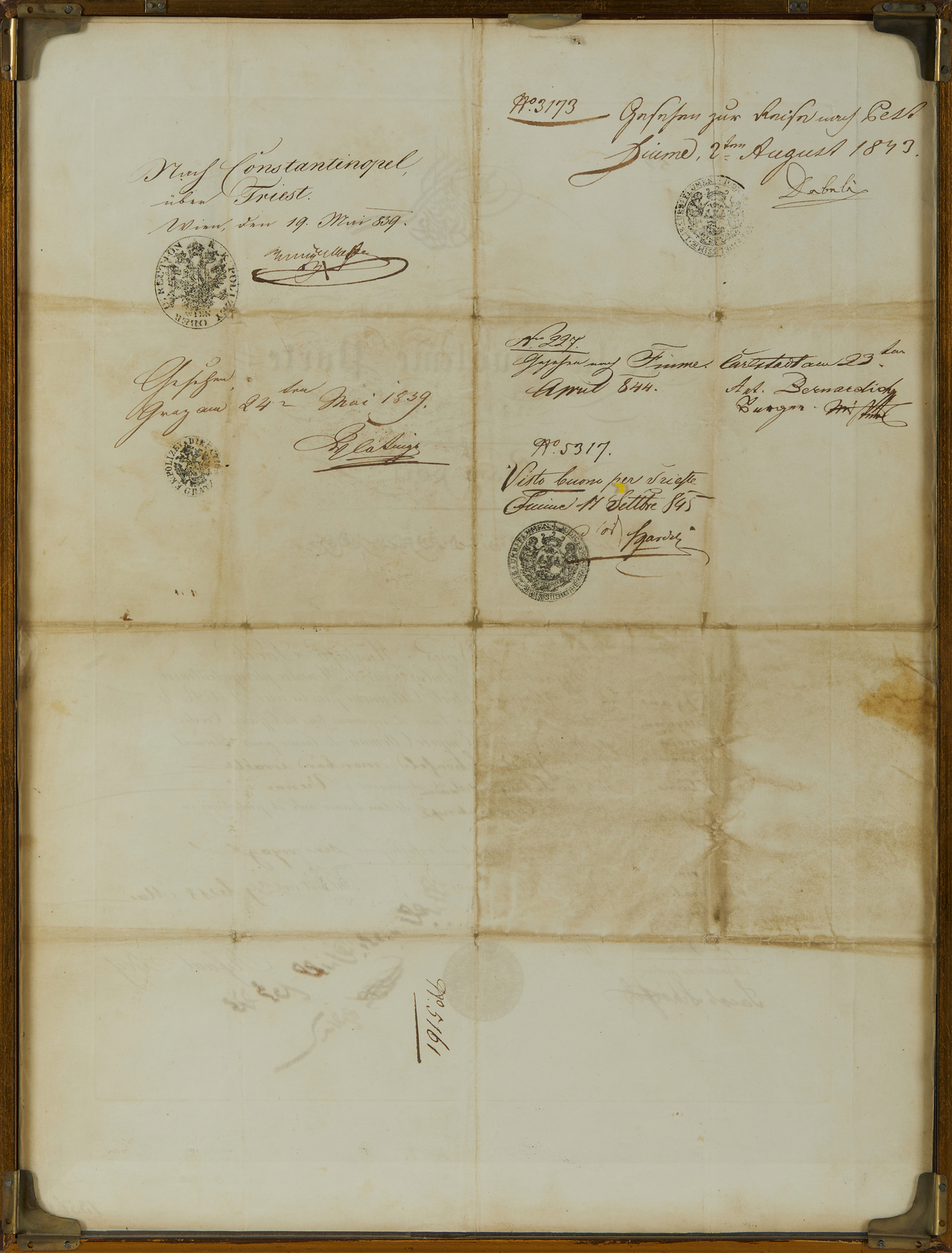 Arte Islamica Passport for traveling from Constantinople to Vienna dated 18 May 1839 . - Image 3 of 3