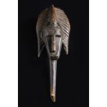 Arte africana Malui, Marka/Bamana.Merekum puppet head.Wood and metal.