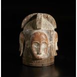 Arte africana Gabon, Fang - Ngontang Helmet four faces. Wood and kaolin pigments. .