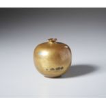 A fine gold and silver inlay bronze pomegranate with the depiction of Mount Fuji Japan, early 20th