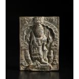 A copper repoussé Virabhadra plaque Southern India, possibly Karnataka, 19th century Cm 20,50 x 27,