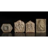 A group of four copper embossed ritual plaques Southern India, 18th-19th century The indicated