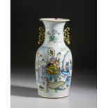 A porcelain baluster vase painted with courtly scenes China, Republic Period, early 20th century