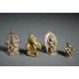 A group of 4 copper alloy figures of Ganesh Southern India, 18th-19th century The size shown