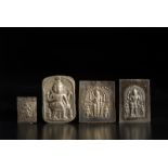 Group of 4 silver repoussé Virabhadra plaques Southern India, 19th century Other measurements: 11.