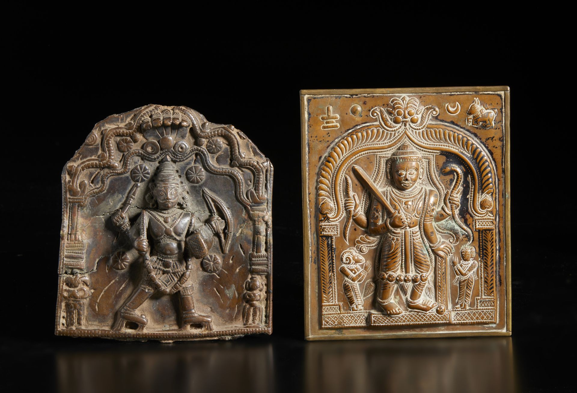 Two Virabhadra copper alloy plaques Southern India, Kerala or Karnataka, 18th - 19th century Other
