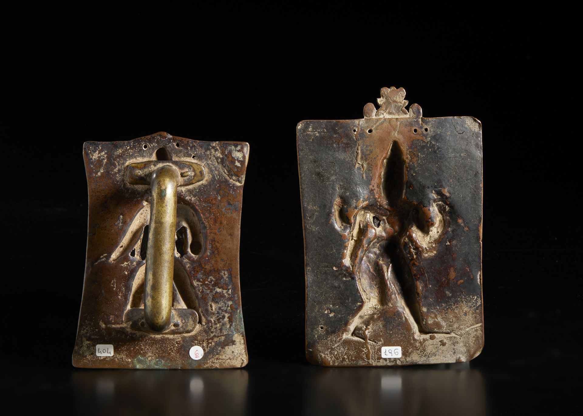 Two copper Virabhadra plaques Southern India, 18th century The size indicated refers to the larger - Image 2 of 2