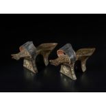 A pair of mother-of-pearl inlaid wooden hammam clogs Ottoman Turkey, 19th century Cm 25,50 x 16,00