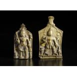 Two brass casting Virabhadra plaques Central or Southern India, 18th-19th century The size indicated