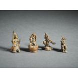A group of 4 copper alloy devotional figures India, 18th-19th century The size shown refers to the