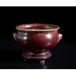 A sang de boeuf glazed lang yao hong pottery basin China, Qing dynasty, 18th centuryCm 27,00 x 15,