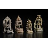 A group of 4 bronze altars Tribal India, 19th century Including: a holy family with Shiva and