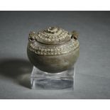 A bronze bowl with cover Possibly Swat Valley Size with base: 10.5x9.5 cm Cm 9,50 x 8,00