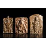 A group of three copper repoussè Virabhadra plaques India, 19th century The size shown refers to the