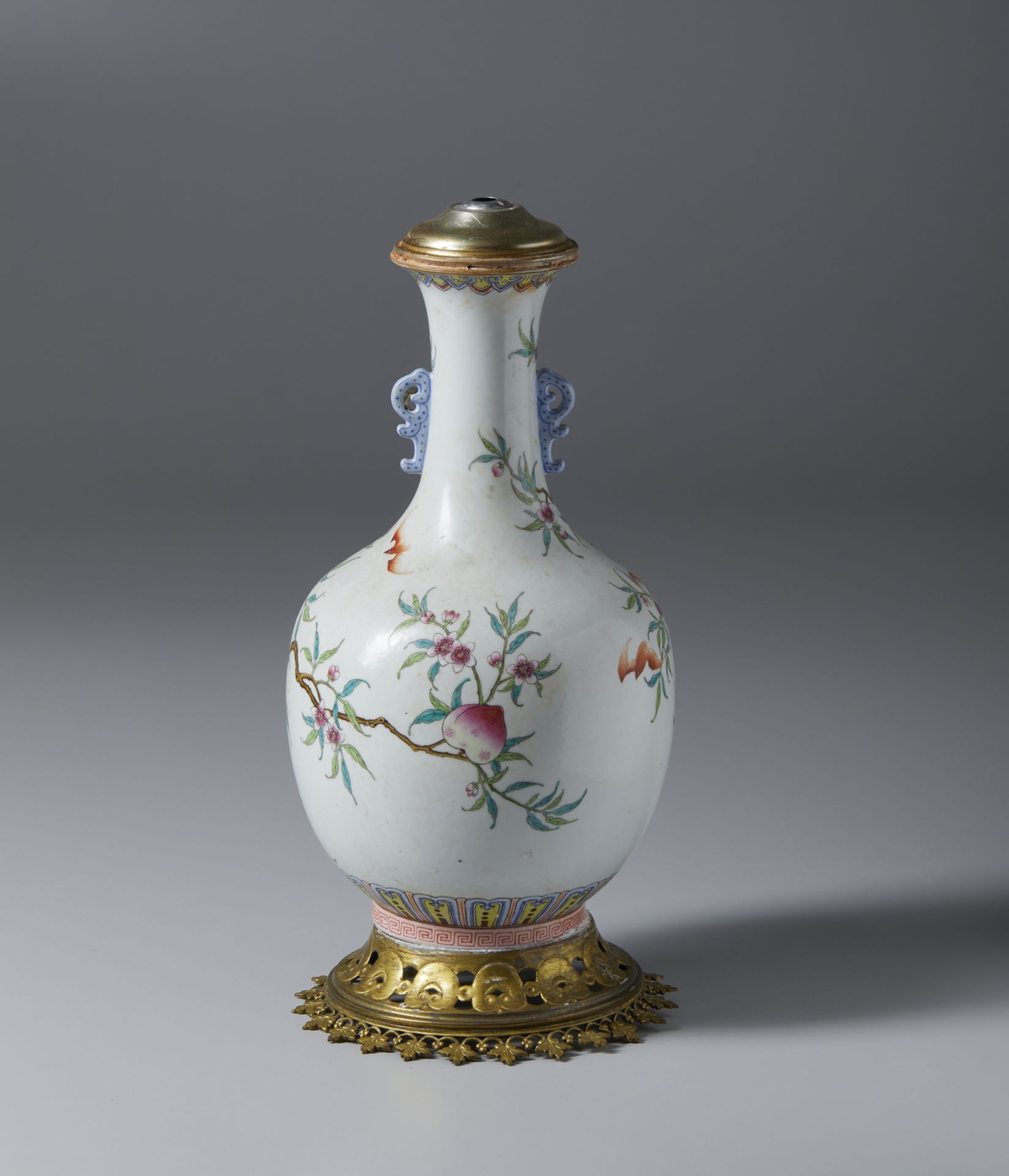 Vase of good luck China, Qing, 19th centurywhite porcelain with polychrome decoration of flowering - Image 2 of 3