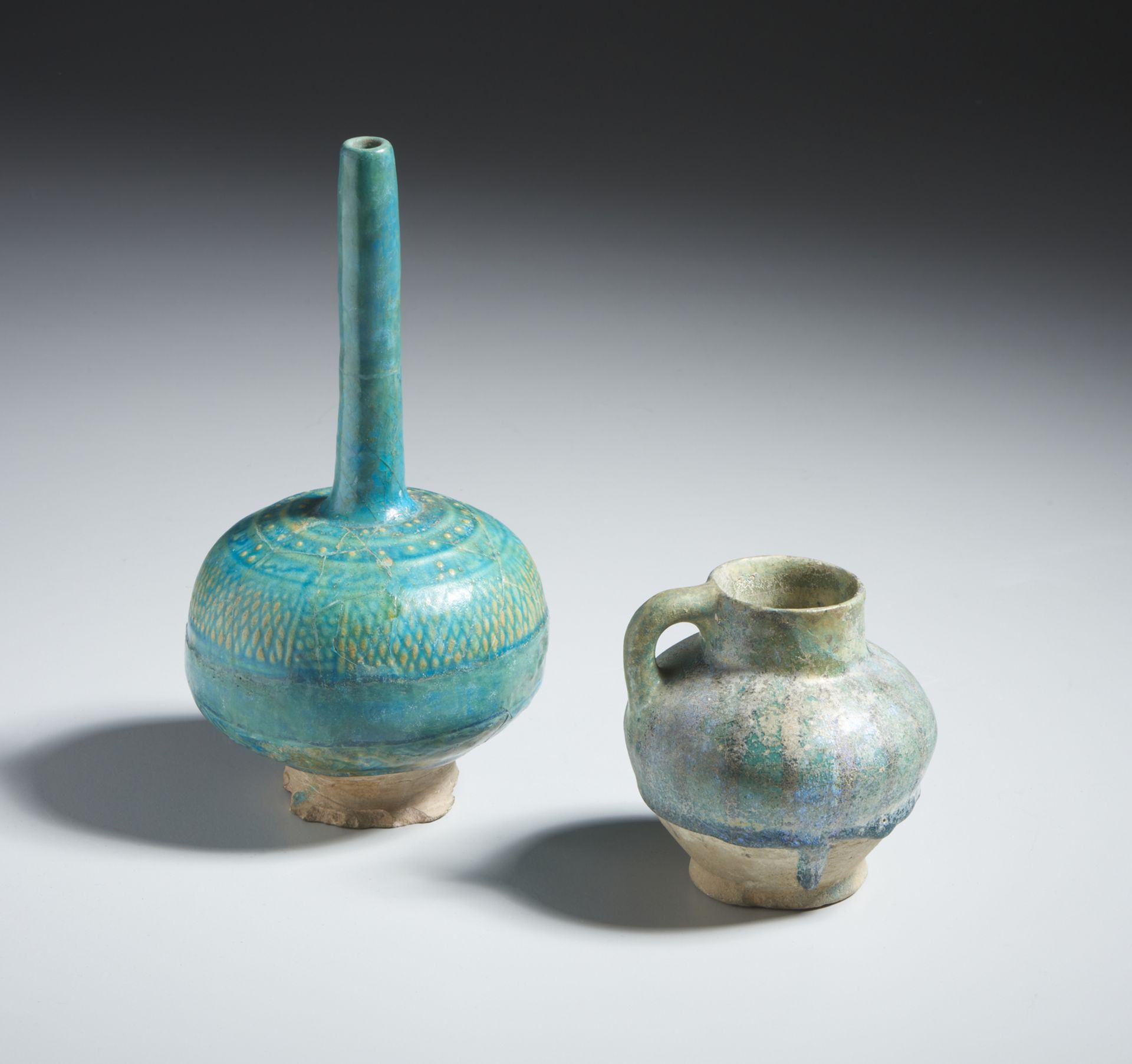 Two turquoise glazed pottery vessels Eastern Iran or nowadays Afghanistan, 12th-13th century - Image 2 of 3