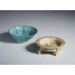 Two Minai pottery bowls Iran, Kashan, 12th-13th century Fritware body, one decorated with a
