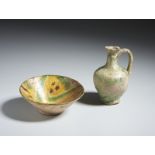 An early islamic green glazed jug and a splashed pottery bowl Mesopotamia and Eastern Iran, 8th