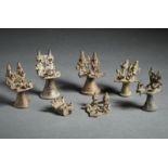 A group of 7 Shivalinga bronze altars Folk India, 19th century Measurements refer to the largest