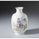 A fine famille rose falangcai porcelain vase with calligraphic inscription China, Republic period,